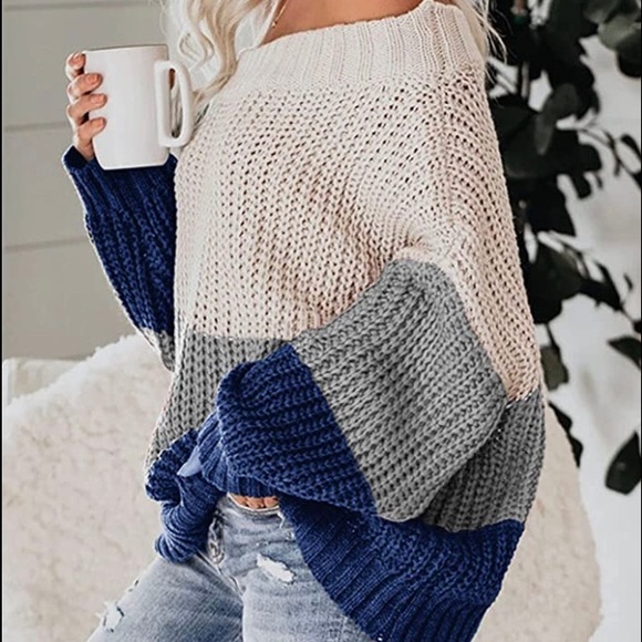 ♠️❤️BNWT❤️♠️OVERSIZED BLOCK SWEATER-OFF THE SHOULDERS♠️❤️CABLE KNIT SEXY♠️❤️ - Picture 3 of 5